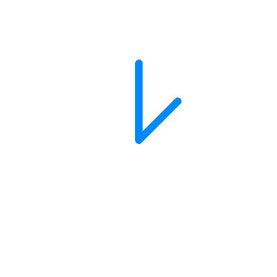Wired outline 45 clock time hover pinch